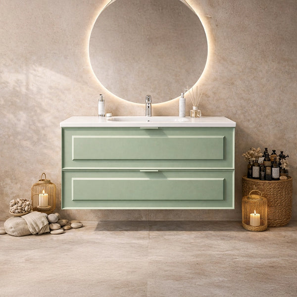 Mobile bagno salvia opaco 82x47 Dublino con lavabo in ceramica