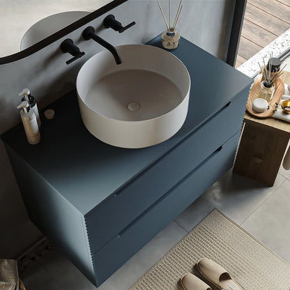 Mobile bagno sky blue 80x45 Mango due cassetti soft close con lavabo tondo da appoggio in ceramica lucida