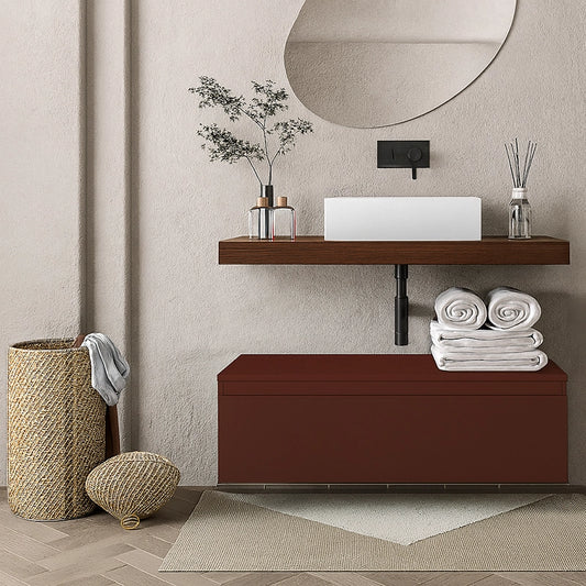 Mobile bagno tabacco ruggine opaco 80x50 Oasy con top porta lavabo