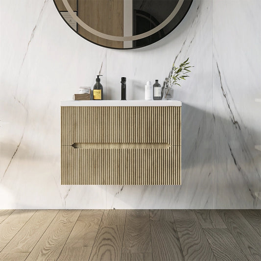 Mobile bagno teak 70x46 cannettato Urbino due cassetti con lavabo in ceramica