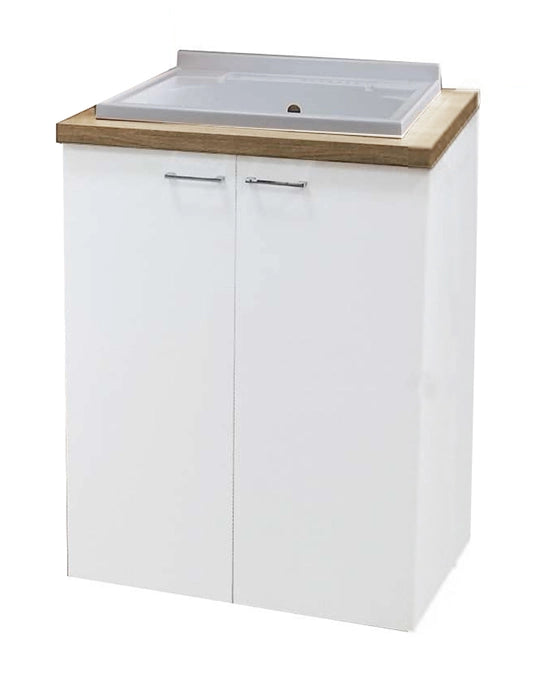 Mobile lavatoio 71x65 Ada rovere con ante bianco opaco