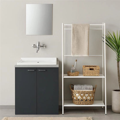 Mobile lavatoio 71x65 due ante vasca in metacrilato fondo in alluminio H 91 grigio spatolato grigio opaco