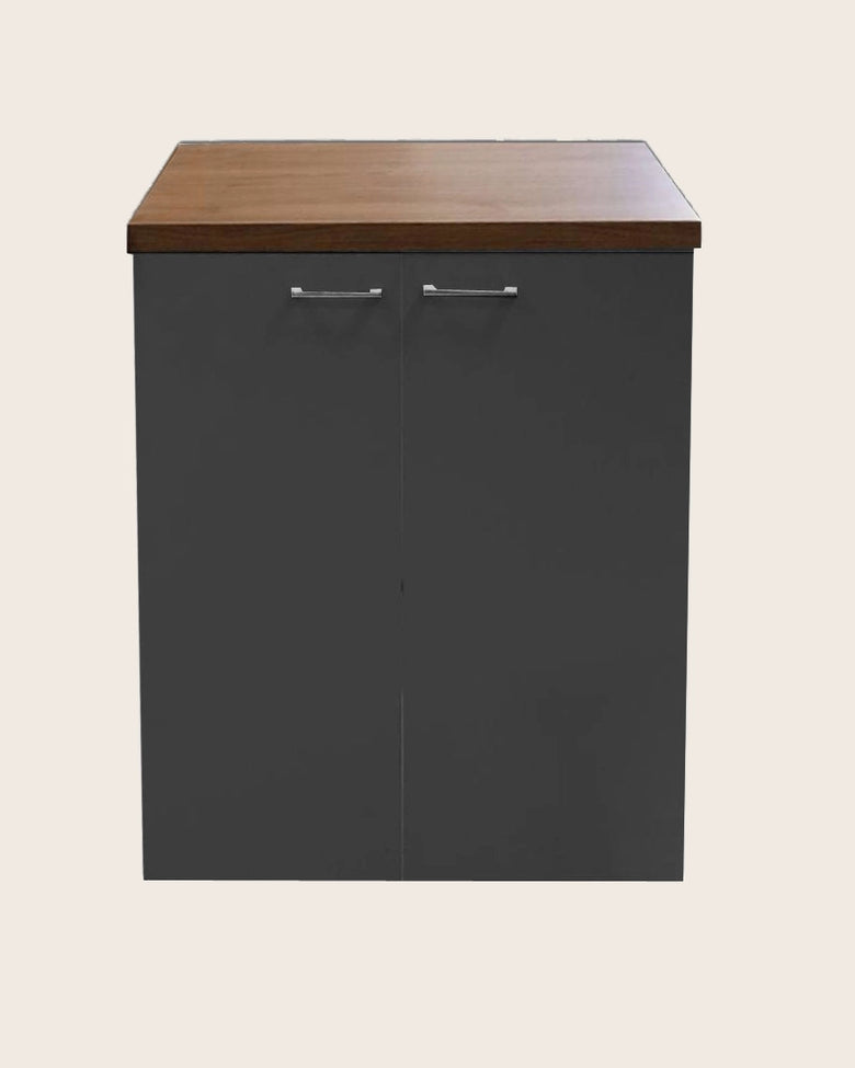 Mobile multiuso 71x65 Ada lavanderia due ante grigio opaco top noce – vista 2