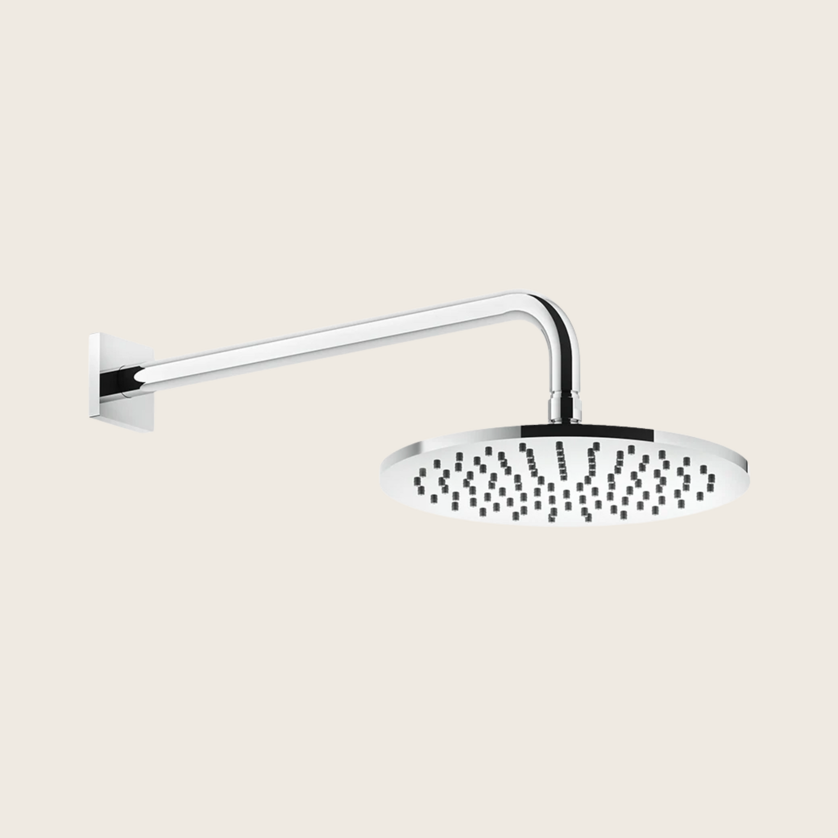Gessi Rilievo Soffione doccia 25 cm tondo Anticalcare A, vista frontale della maniglia e della bocca di erogazione