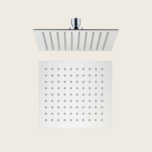 Soffione Doccia 20x20 quadrato Slim Spessore 2 mm in Acciaio cromo