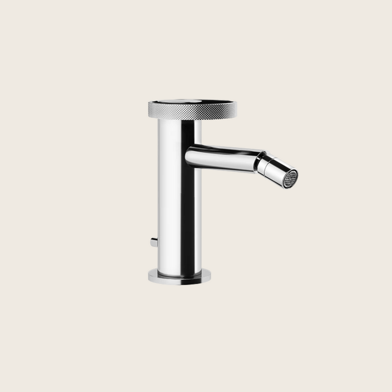 Miscelatore bidet monocomando cromo Anello Gessi Cromo Lucido, vista frontale della maniglia e della bocca di erogazione