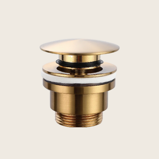 Piletta clik clak per lavabo e bidet universale in ottone zama oro spazzolato pvd