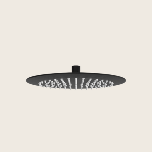 Soffione doccia 25 cm tondo effetto pioggia con snodo orientabile in acciaio nero opaco bnsofksf25