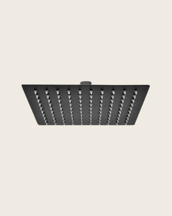 Soffione doccia 40x40 quadrato anticalcare in acciaio nero opaco Platinum