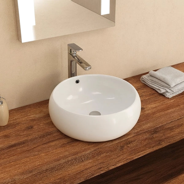 New Line Bowl Lavabo 44,5 Cm tondo Da Appoggio In Porcellana Bianca