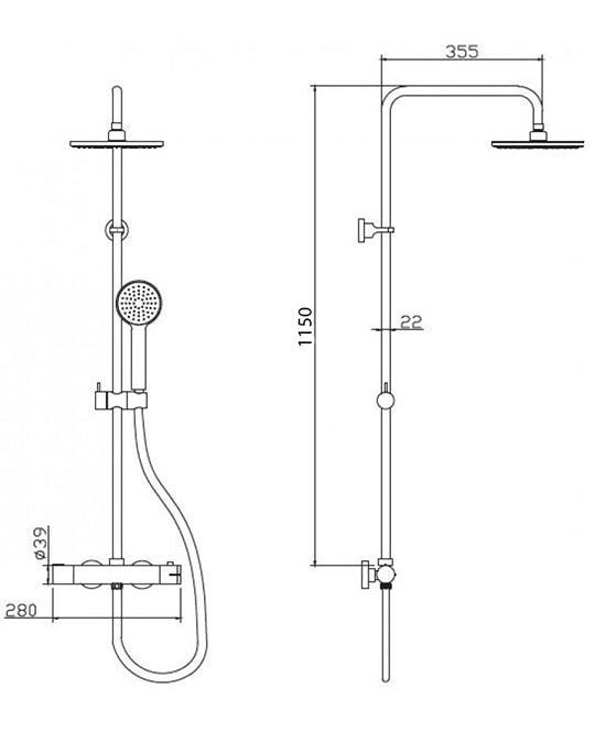 New Line Colonna Doccia 115 Cm Con Miscelatore Cromo