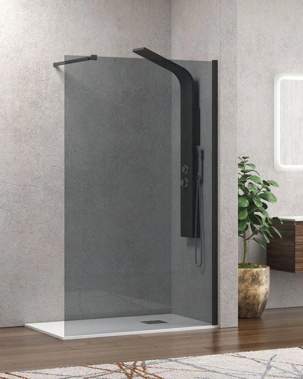 New Line Fw Parete Doccia 80 cm H 200 Vetro 8 mm Fume profilo Nero