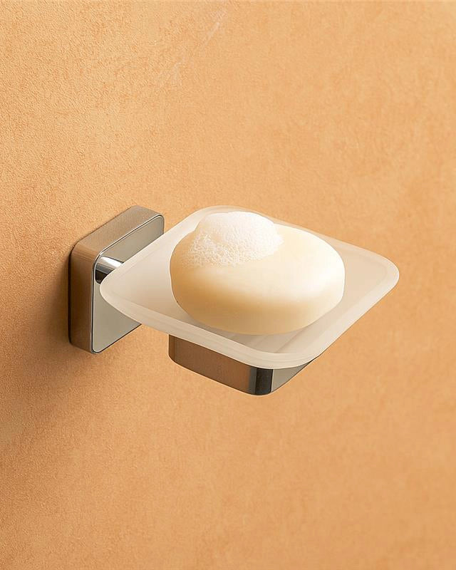 Portasapone a muro In vetro acciaio cromo New Line M3 Cromo Lucido in acciaio inox montato a parete, vista del design e...