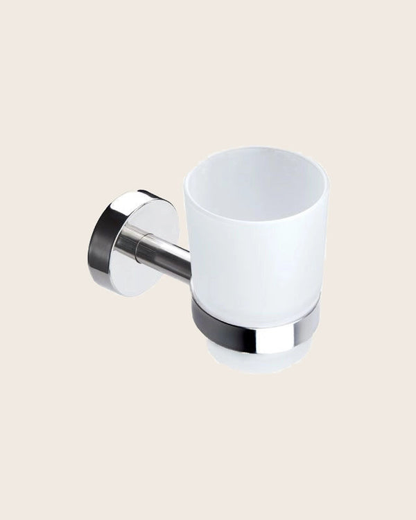 New Line M5 Bicchiere Portaspazzolini tondo In Acciaio Inox Cromo Lucido in cromato e naturale montato a parete, vista...