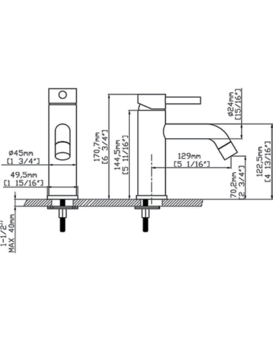 New Line Miscelatore Per Lavabo In Acciaio Inox Cromato
