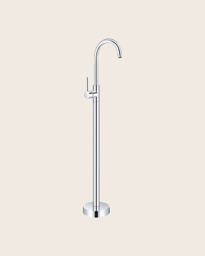 New Line Miscelatore lavabo A Pavimento cromo Cromo Lucido in opaco ambientato su piano bagno con accessori - Exagonshop