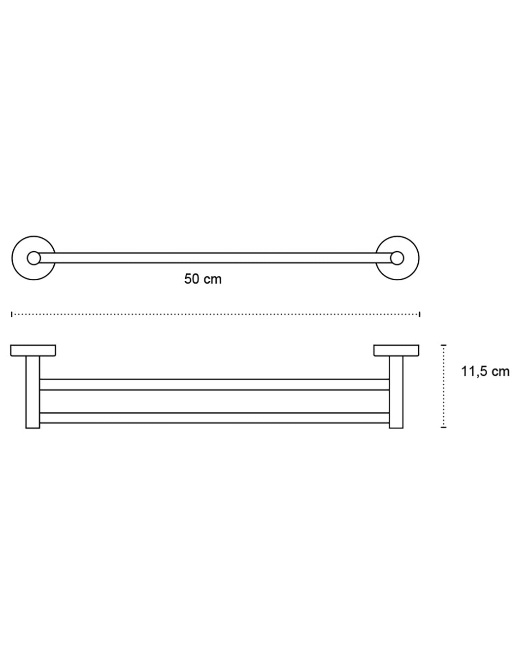 New Line N2 Portasciugamani 50 Cm Doppio In Acciaio Inox Cromo