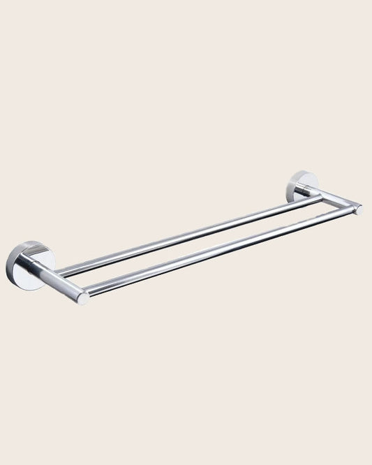 New Line N2 Portasciugamani 60 Cm tondo Doppio In Acciaio Cromo Lucido in acciaio inox montato a parete, vista del design...