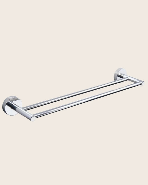 New Line N2 Portasciugamani 60 Cm tondo Doppio In Acciaio Cromo Lucido in acciaio inox montato a parete, vista del design...