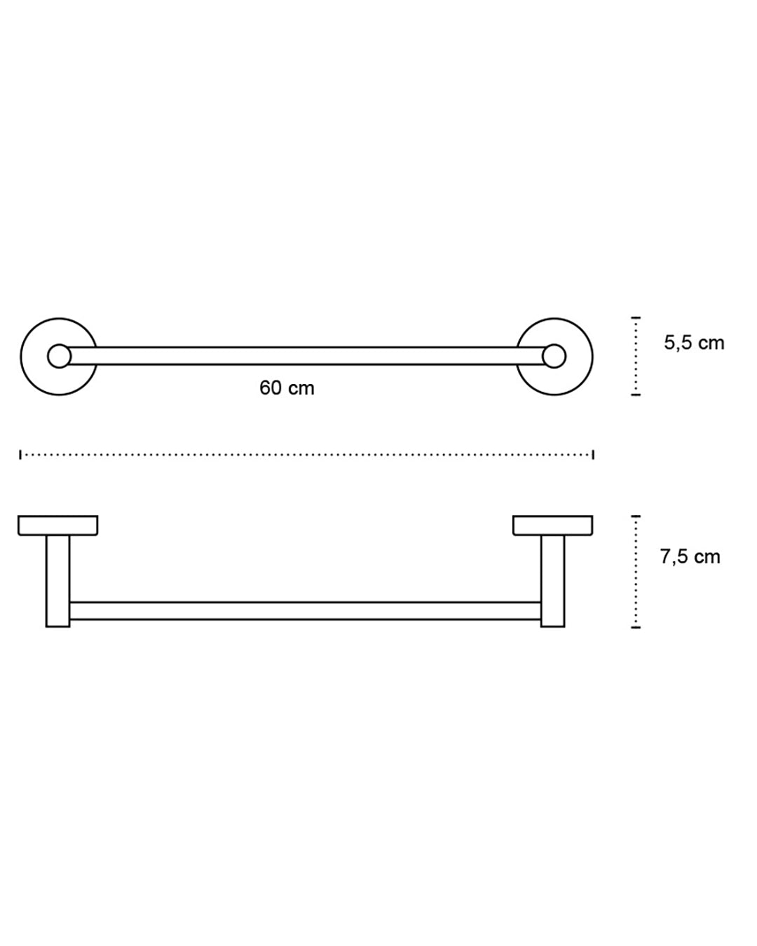 New Line N2 Portasciugamani 60 cm Singolo In Acciaio Inox Cromato