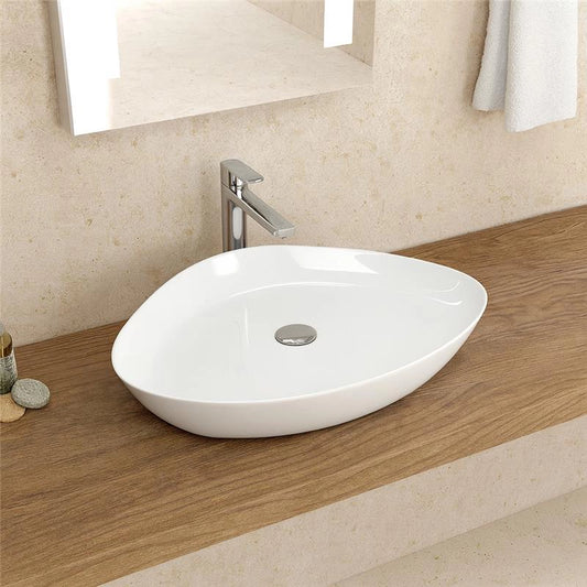 New Line Navigator Lavabo 59x41 Catino Da Appoggio Triangolare In Porcellana Bianco