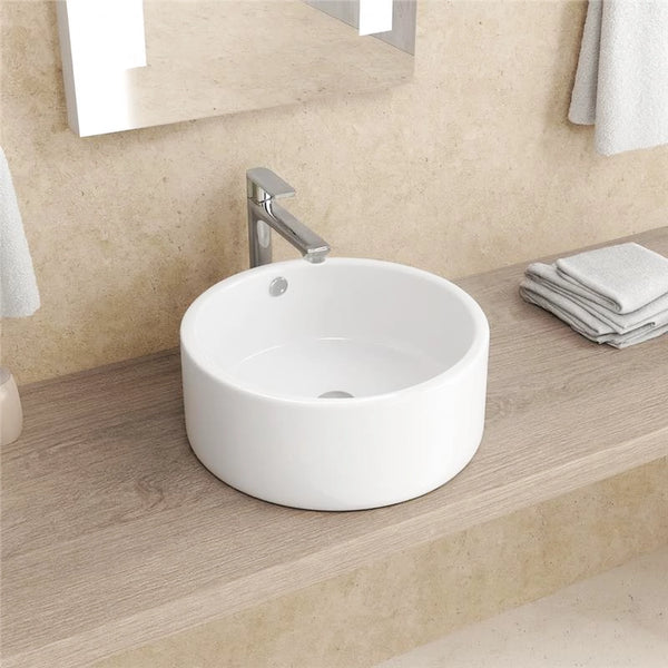 New Line O2 Lavabo Tondo 42,5 Cm Da Appoggio In Porcellana Bianco