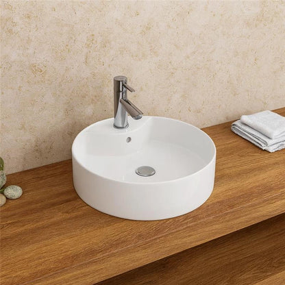 New Line O2 ciotola 46,5 Cm Da Appoggio con bordo rubinetteria In Porcellana Bianco