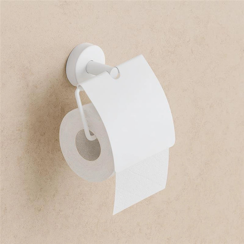 New Line Q3 Portarotolo Coperto Con Coperchio In Acciaio in acciaio inox e opaco montato a parete, vista del design e...