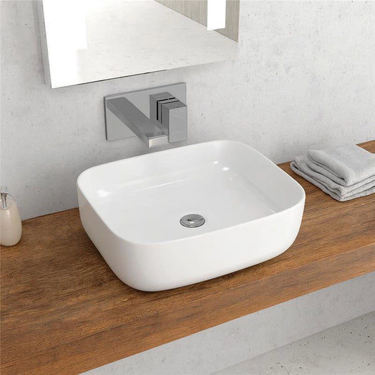 New Line Quadro ciotola 49x39 Da Appoggio In Porcellana Bianco