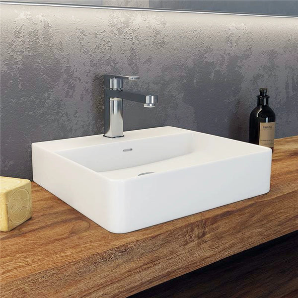 New Line Xr2 Lavabo 50x42 Da Appoggio con bordo rubinetteria In Porcellana Bianco
