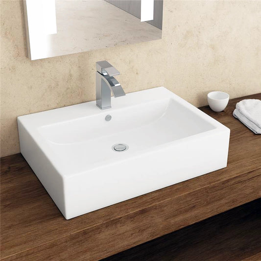 New Line Xr2 Lavabo 61x44 Da Appoggio con bordo rubinetteria In Porcellana Bianco