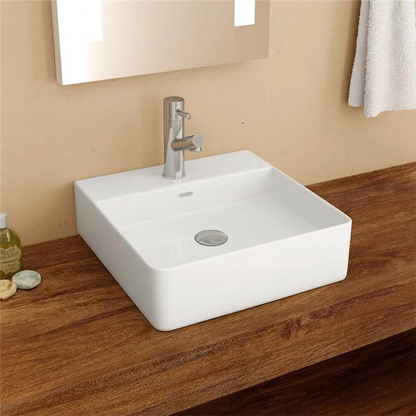 New Line Xr3 Lavabo 42x42 Appoggio bordo rubinetteria In Porcellana Bianco