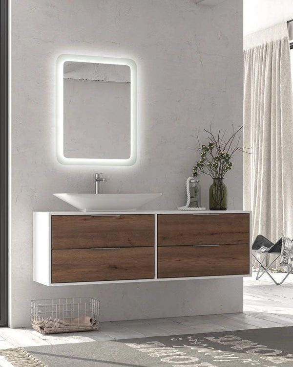 New line K3 specchio led 100x60 illuminato reversibile in cristallo