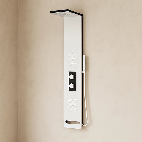 New line pannello doccia idromassaggio effetto pioggia nero bianco