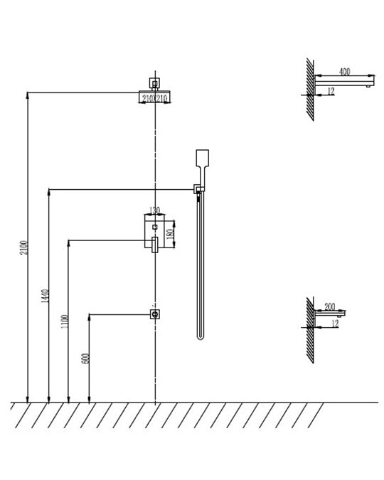 New line set doccia quadro con miscelatore e doccetta nero opaco