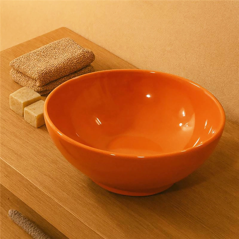 Nic Flavia ciotola lavabo 38 cm per mobile top seconda in lucido ambientato su piano bagno con accessori - Nic Design