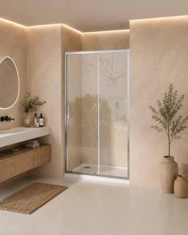 Nicchia doccia 120 cm Nuvola Slim scorrevole 6 mm trasparente cromo H 190