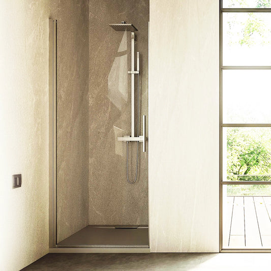 Nicchia doccia 100 cm a battente in vetro temperato 6 mm 195 H cromo Linje