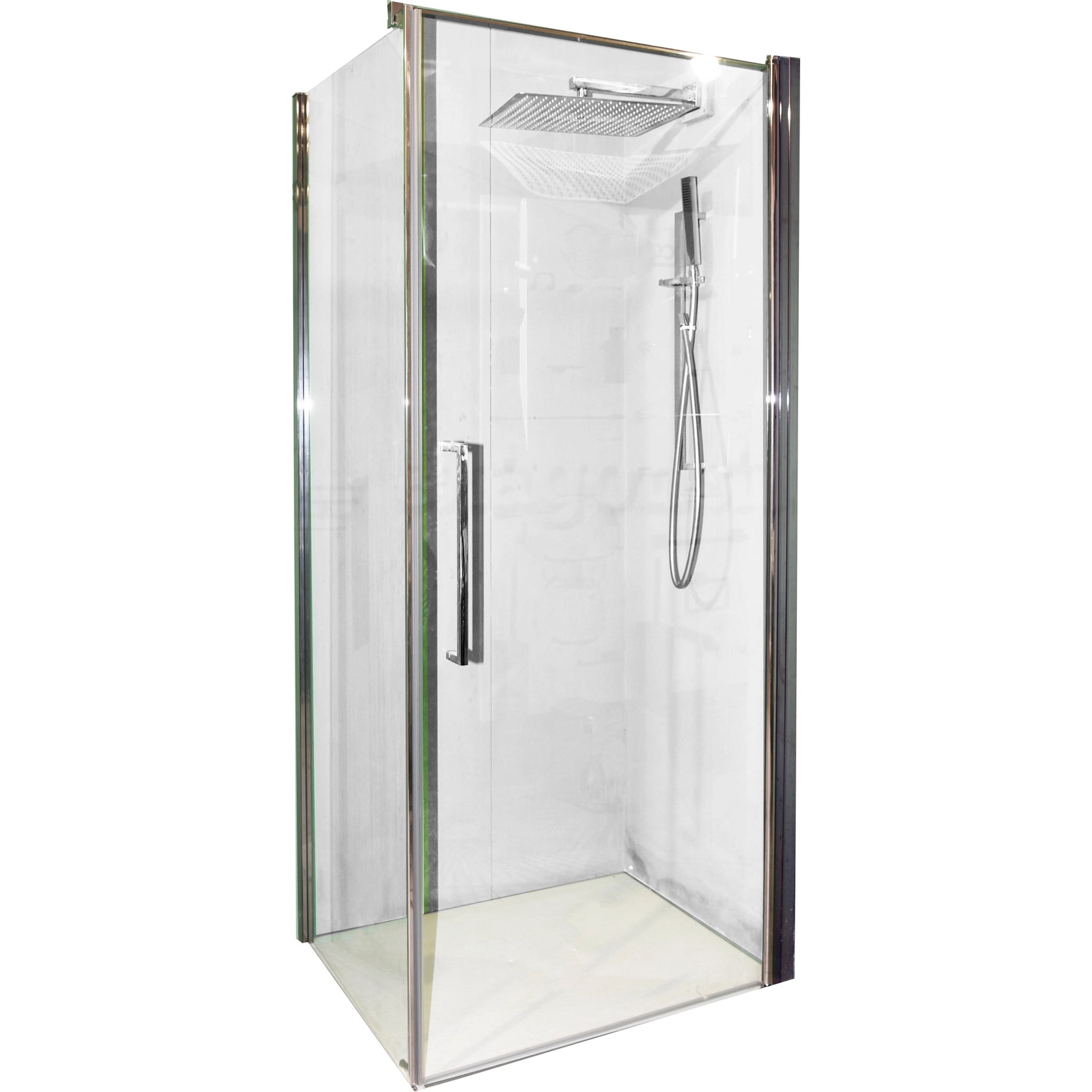 Novellini Young G+F Box doccia 90x70 battente vetro 6 mm H Cromo Lucido installato in bagno moderno con ante in vetro...