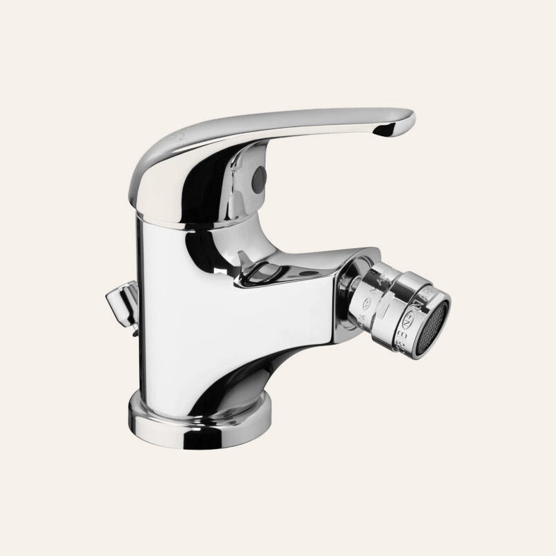 Paffoni Apollo 3 Miscelatore Bidet con scarico automatico, vista frontale della maniglia e della bocca di erogazione