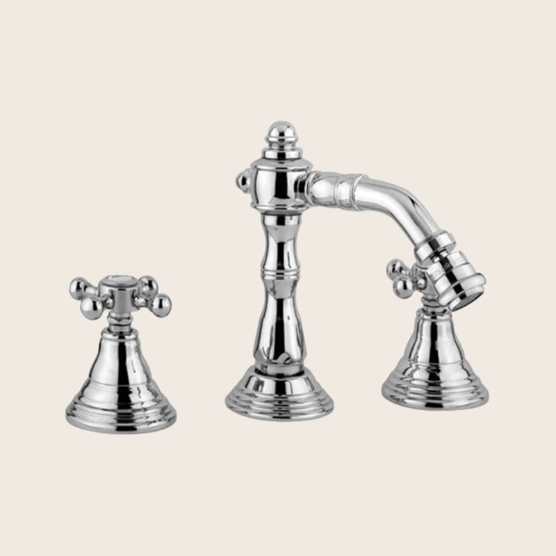 Paffoni Belinda Fblv118 Gruppo Bidet 3 Fori Orientabile E, vista frontale della maniglia e della bocca di erogazione
