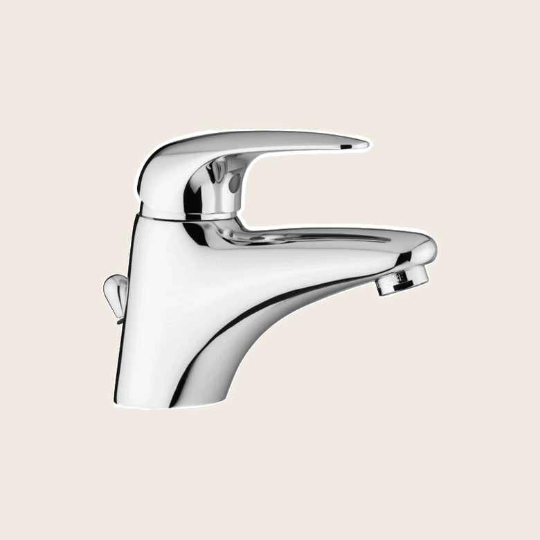 Paffoni Duemila Du070 Miscelatore lavabo scarico automatico ambientato su piano bagno con accessori