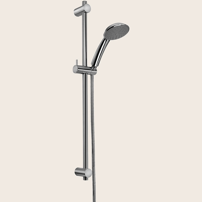 Paffoni Lance Zsal181 asta doccia 73 Cm con saliscendi cromo, vista frontale della maniglia e della bocca di erogazione