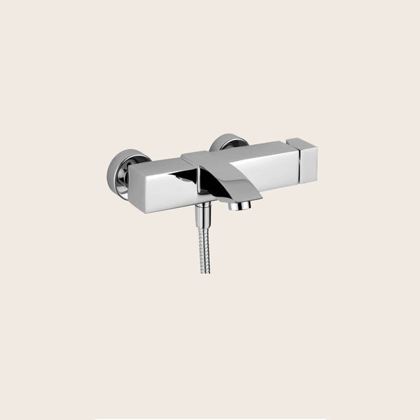 Paffoni Level Lec022st Miscelatore Vasca Steel Looking visto dall'alto con superficie e piletta di scarico