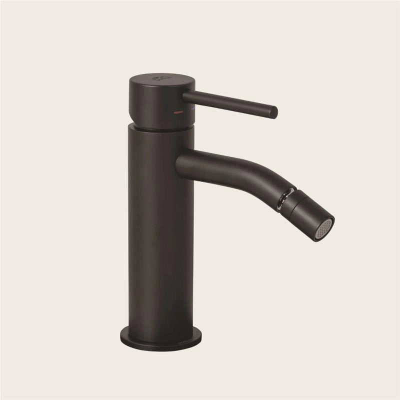Paffoni Light LIG131NO Miscelatore Bidet Senza Scarico Nero in opaco, vista frontale della maniglia e della bocca di...