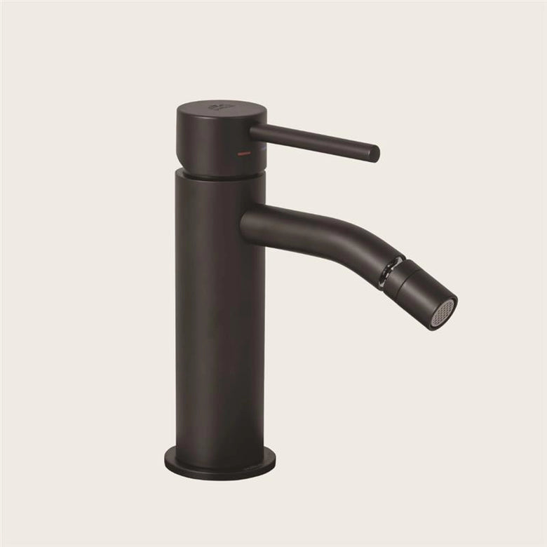 Paffoni Light LIG131NO Miscelatore Bidet Senza Scarico Nero in opaco, vista frontale della maniglia e della bocca di...
