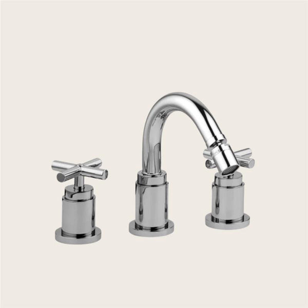 Paffoni Quattro Qtv118 Gruppo Bidet 3 Fori Con Scarico, vista frontale della maniglia e della bocca di erogazione