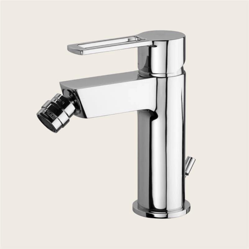 Paffoni Rin131k Miscelatore Bidet Con Scarico Clic Clak, vista frontale della maniglia e della bocca di erogazione