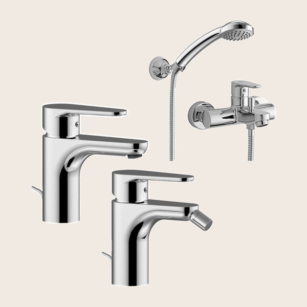 Paffoni Rubinetterie Green set Miscelatore Lavabo Bidet E Vasca Esterno Cromo