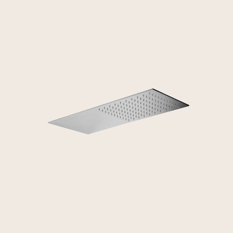 Paffoni Slim Soffione 50x22 a parete anticalcare cromo, vista frontale della maniglia e della bocca di erogazione